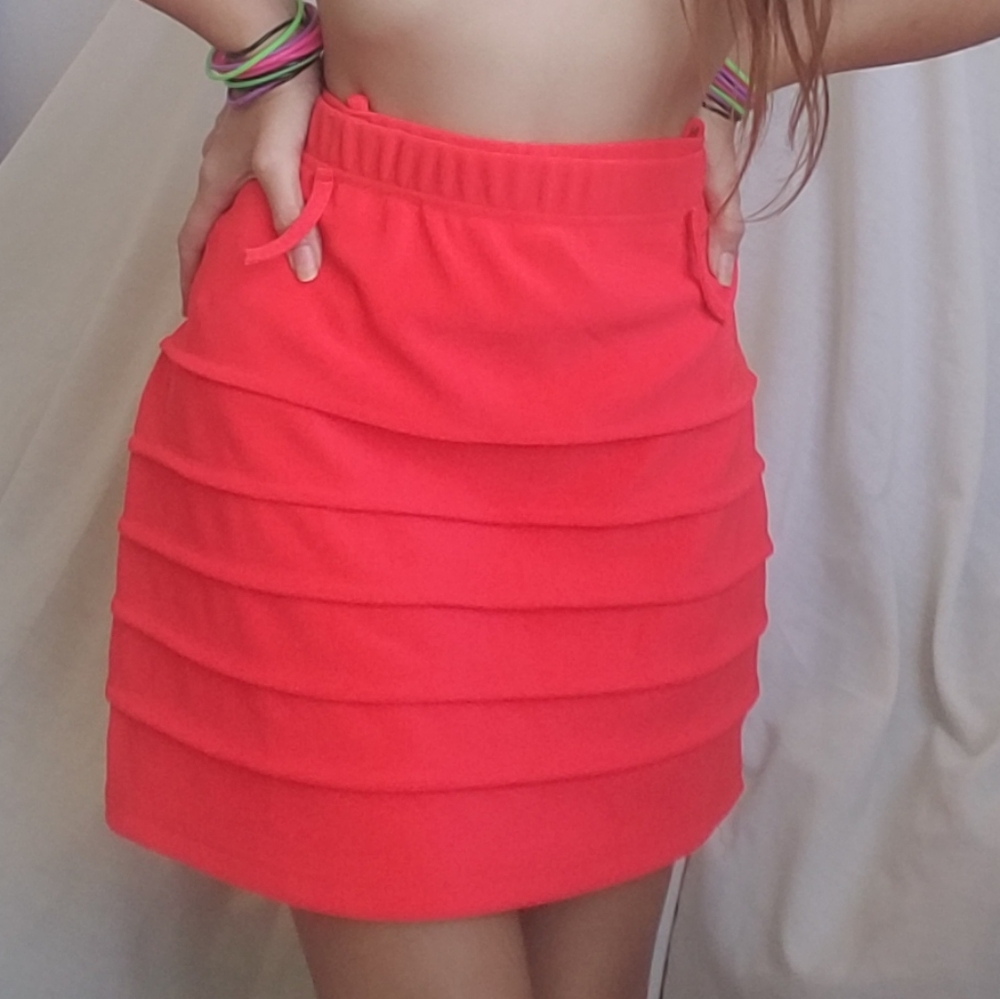 Neon Coral Bodycon Skirt